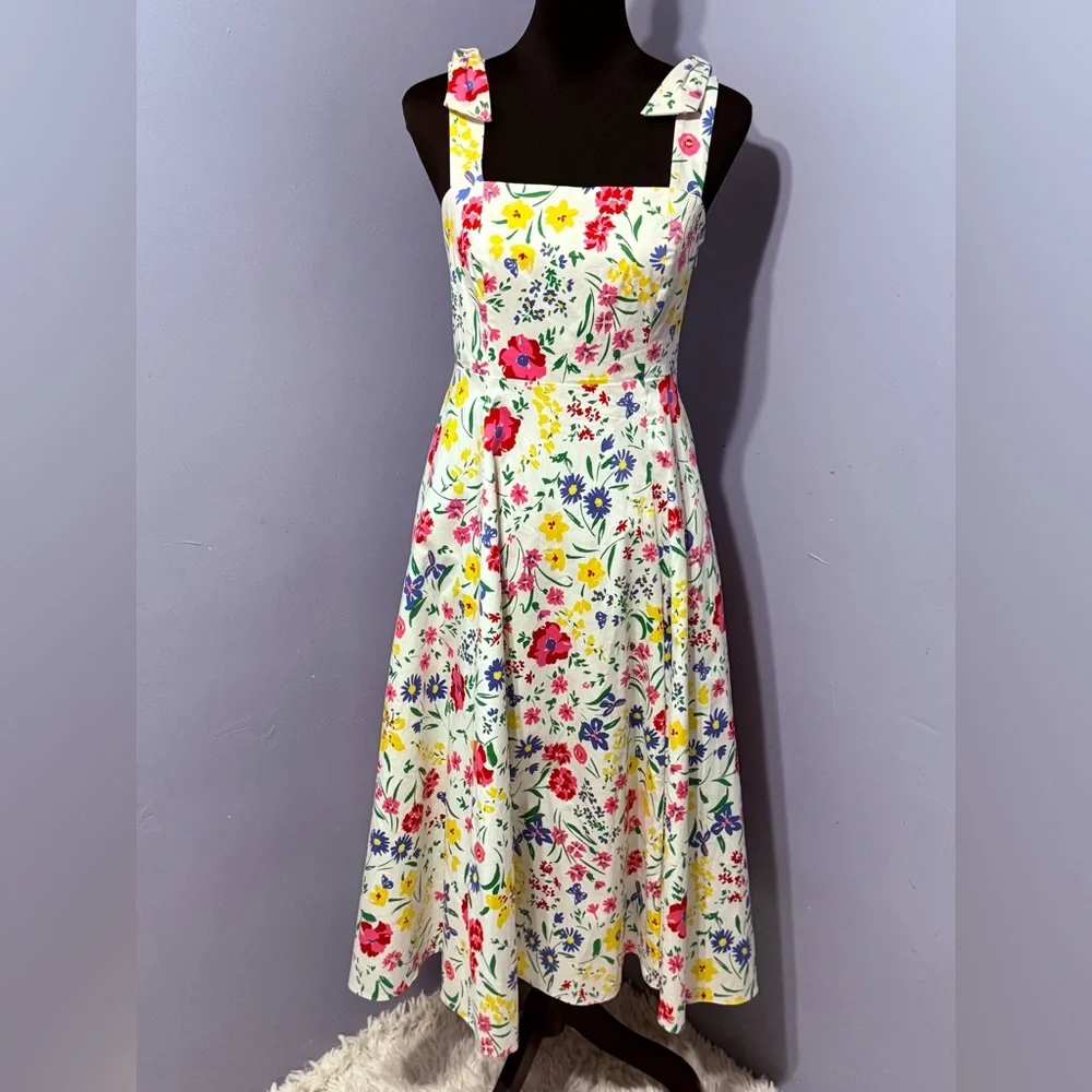 Kate Spade‎ Garden Bouquet Fit-and-flare Dress White / Multicolor Women’s Size 6 - Picture 4 of 14
